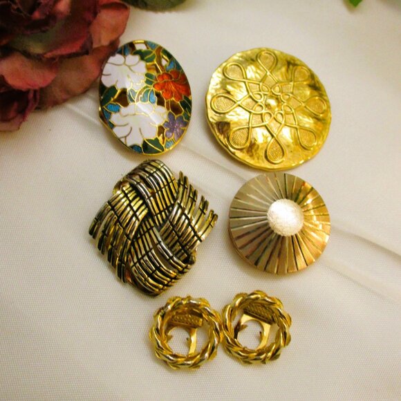 VINTAGE Gold Dress Scarf Clip Lot: Signed Germany Lieba West Germany Convertible - Picture 7 of 12